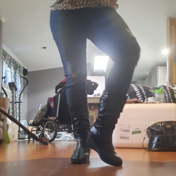 SOLD  Womens Retro wedge marshmellow pull-on calf boots - Picture 12 of 16